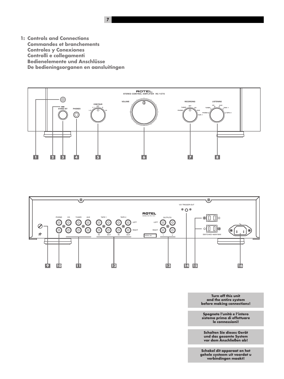 ROTEL RC1070 User Manual | Page 7 / 40