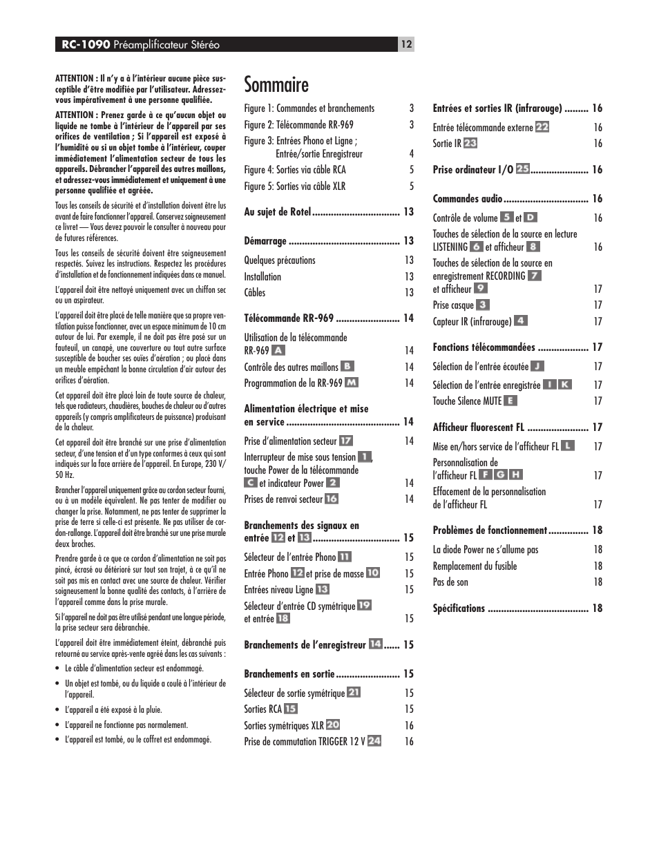 Sommaire | ROTEL RC1090 User Manual | Page 12 / 46