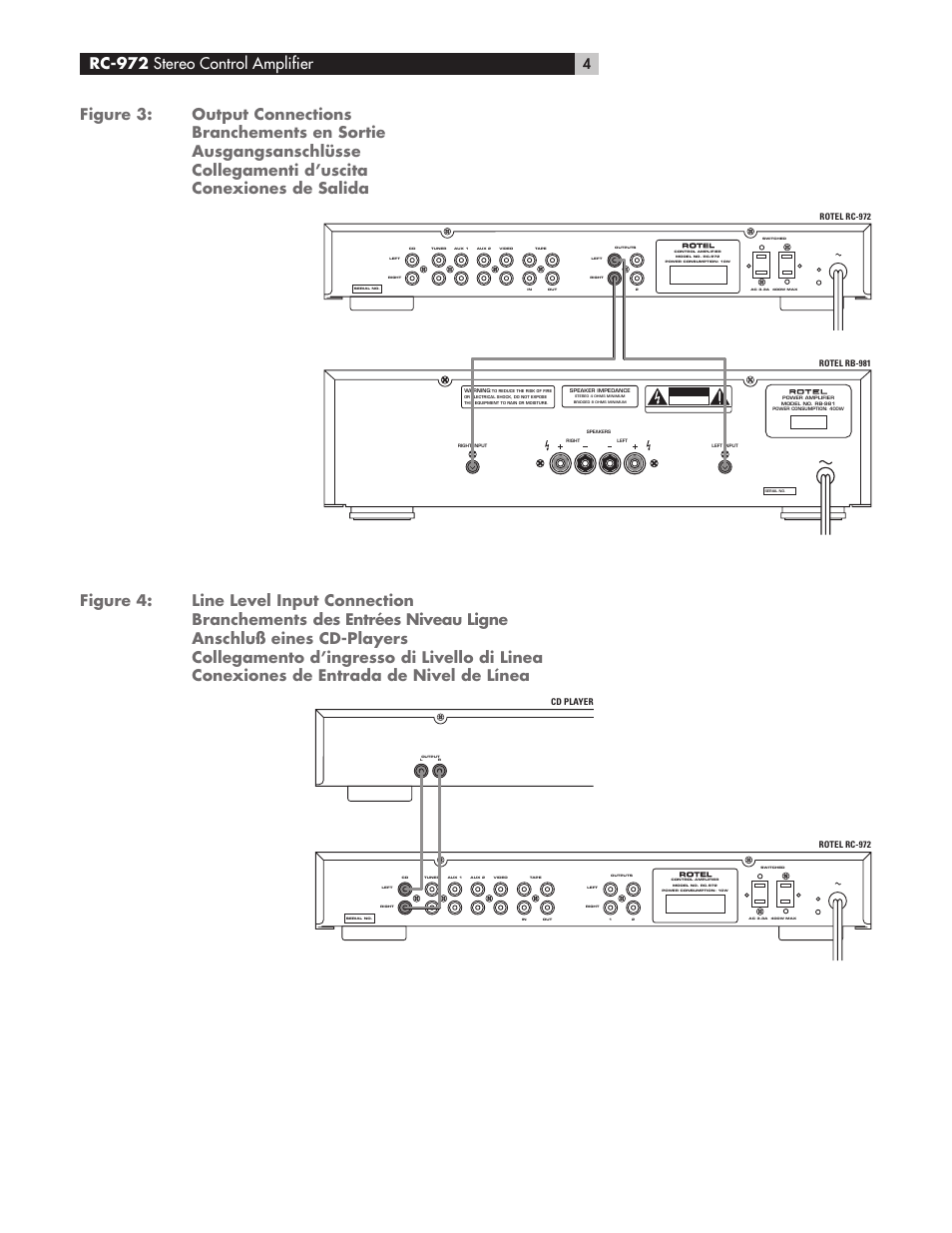 Rotel rb-981, Rotel rc-972, Cd player | ROTEL RC972 User Manual | Page 4 / 34