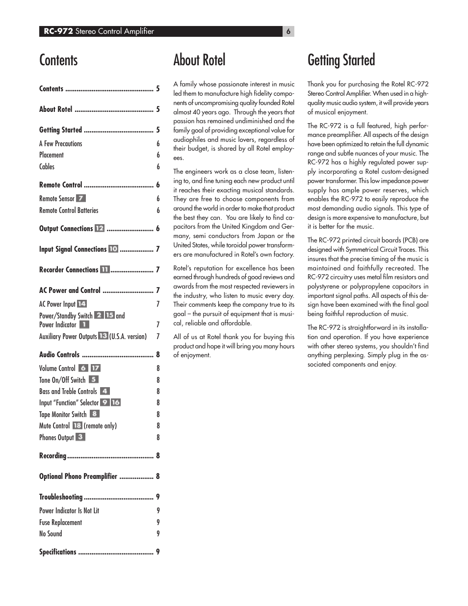 ROTEL RC972 User Manual | Page 6 / 34