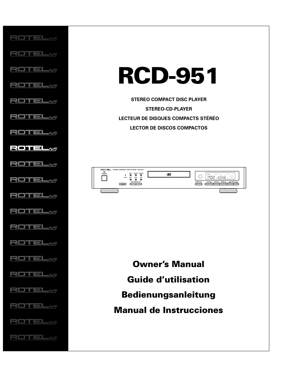 ROTEL RCD951 User Manual | 30 pages