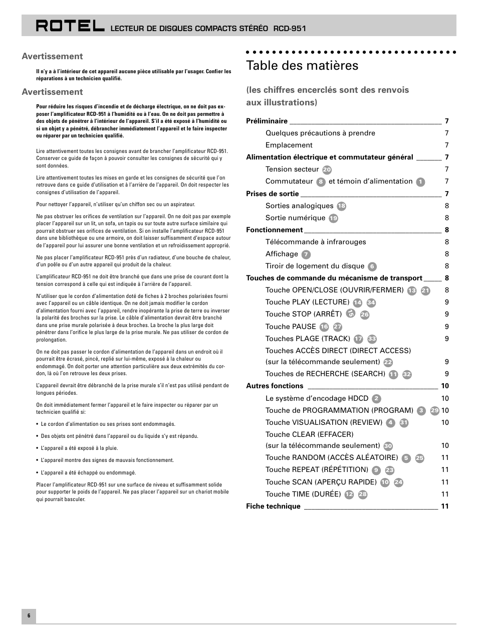 ROTEL RCD951 User Manual | Page 10 / 30