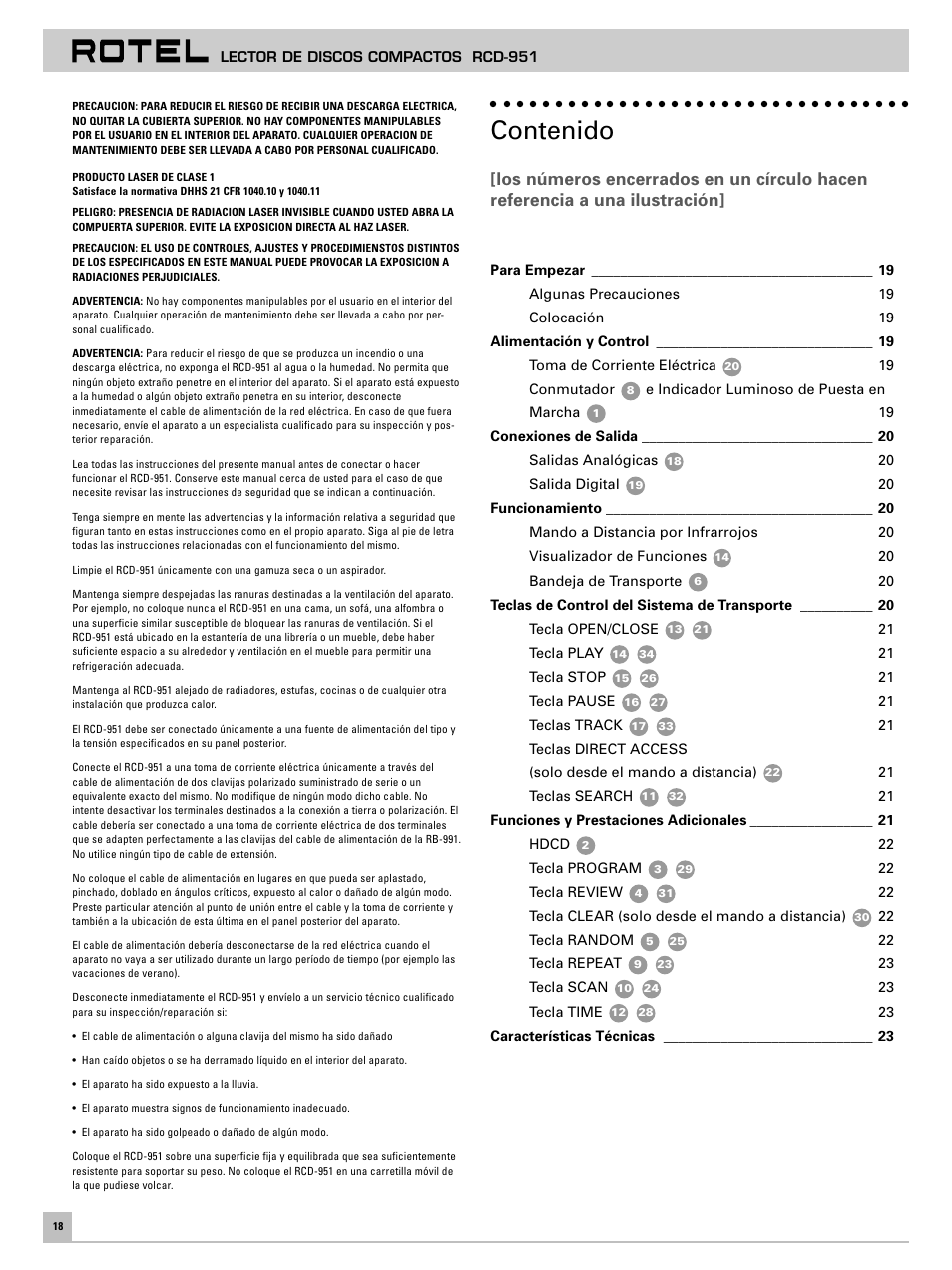 ROTEL RCD951 User Manual | Page 22 / 30