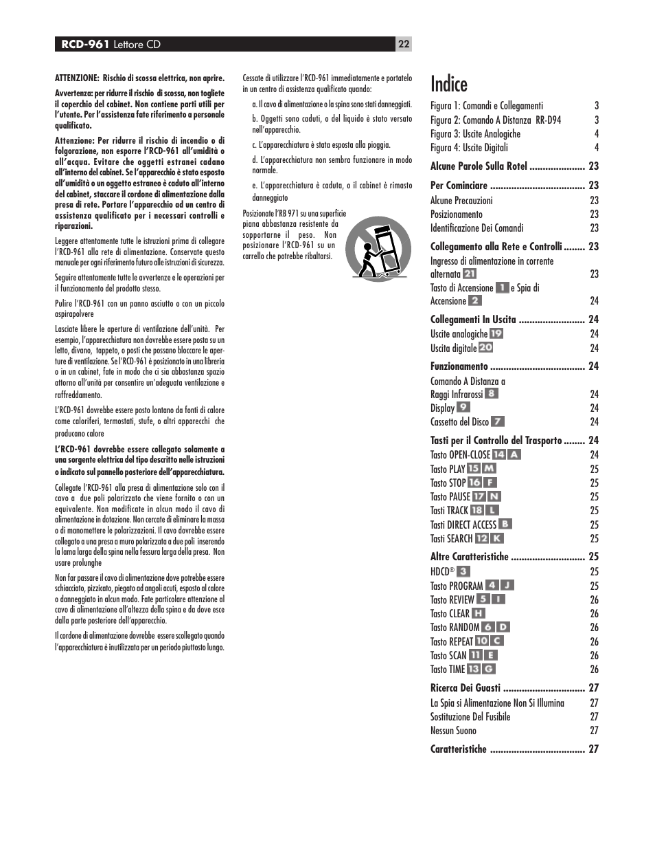 Indice | ROTEL RCD961 User Manual | Page 22 / 40
