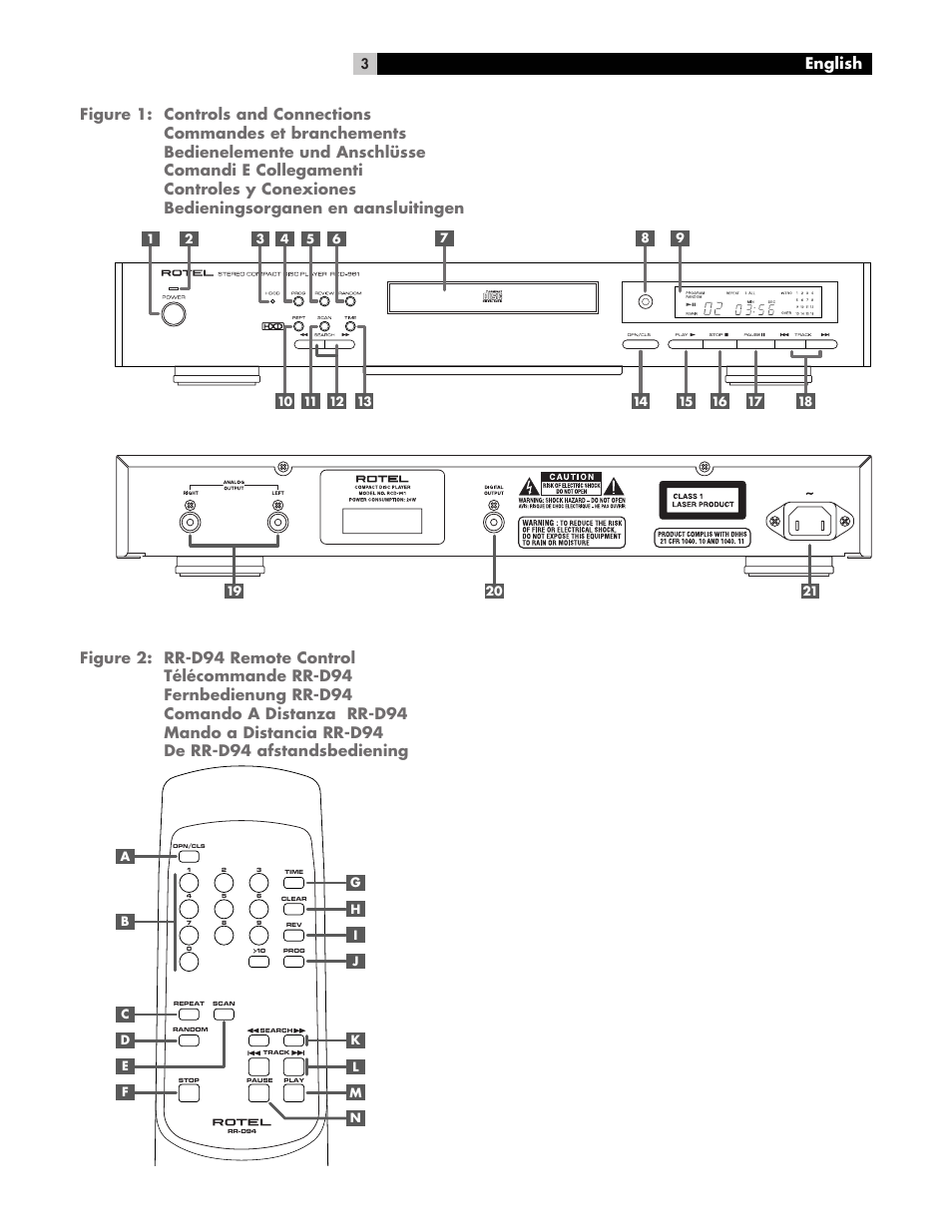 English | ROTEL RCD961 User Manual | Page 3 / 40