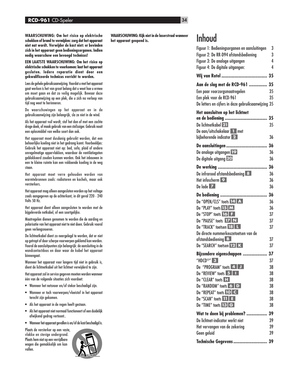 Inhoud | ROTEL RCD961 User Manual | Page 34 / 40