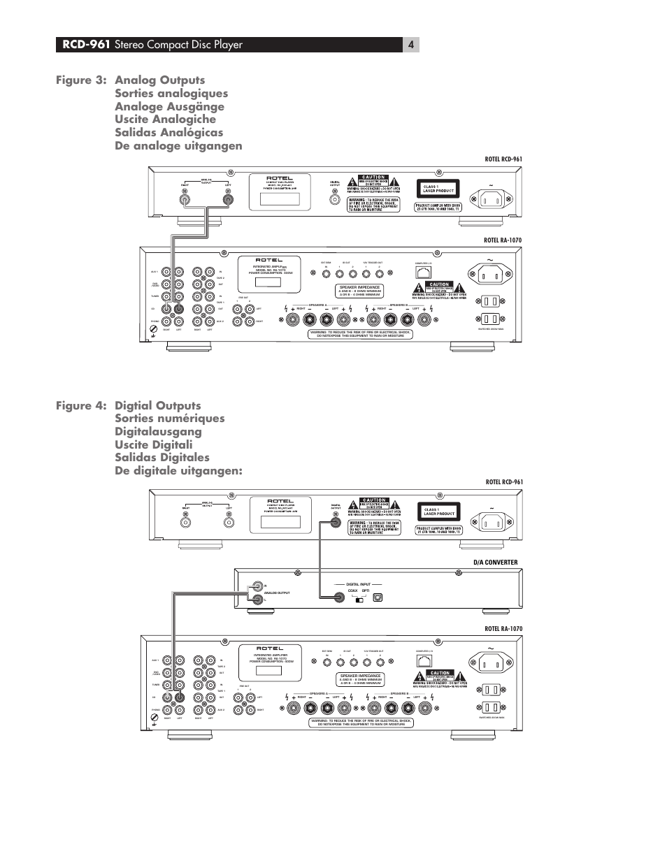 Rcd-961 stereo compact disc player, D/a converter | ROTEL RCD961 User Manual | Page 4 / 40