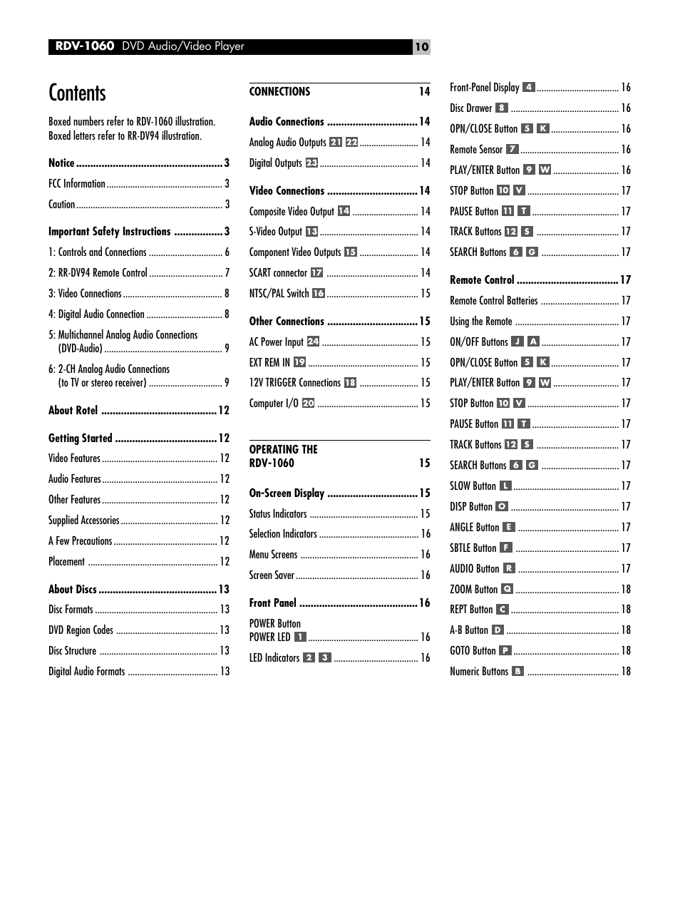 ROTEL RDV-1060 User Manual | Page 10 / 108