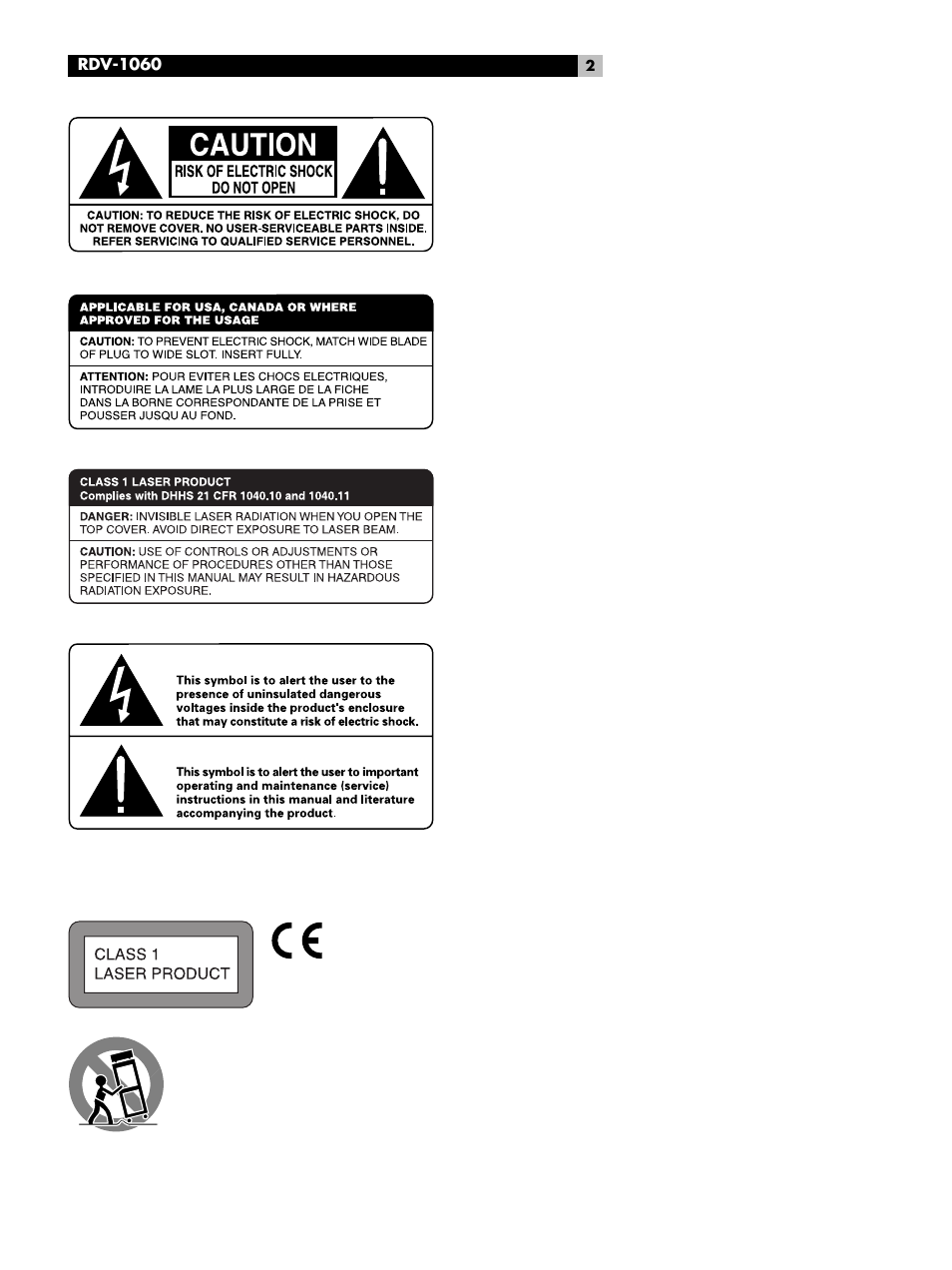 ROTEL RDV-1060 User Manual | Page 2 / 108
