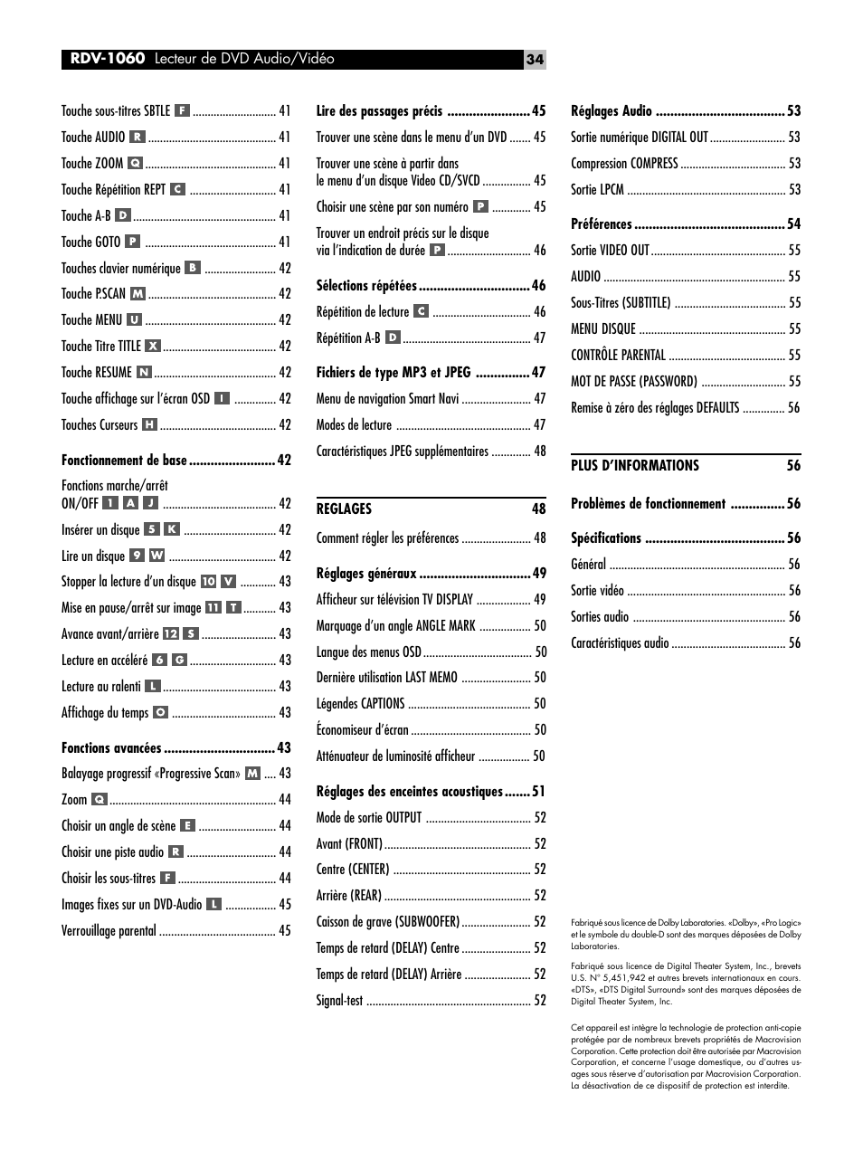 ROTEL RDV-1060 User Manual | Page 34 / 108