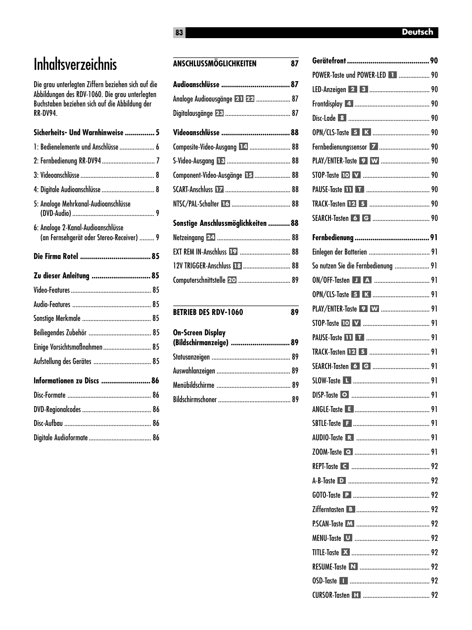 ROTEL RDV-1060 User Manual | Page 83 / 108