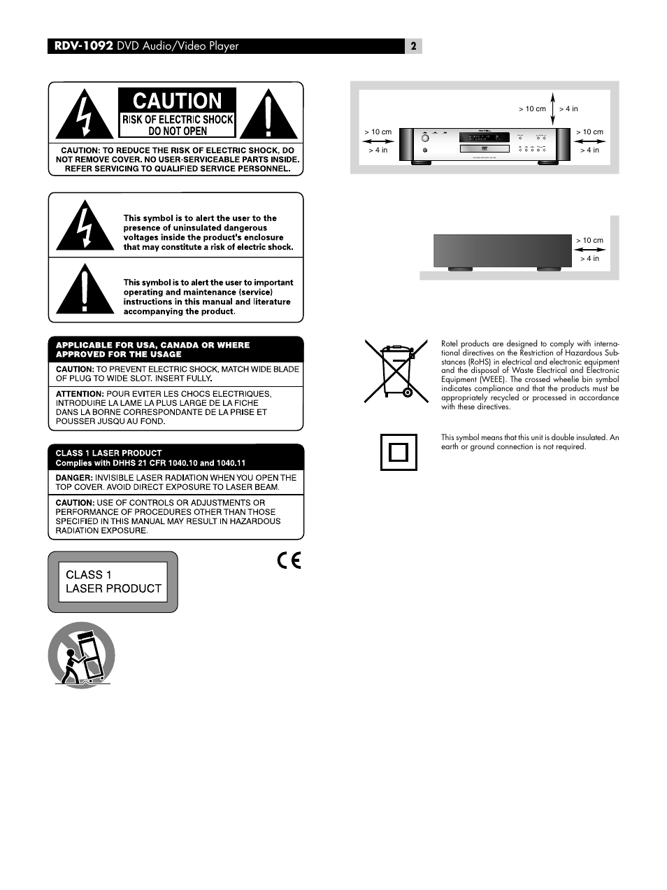 ROTEL RDV-1092 User Manual | Page 2 / 83