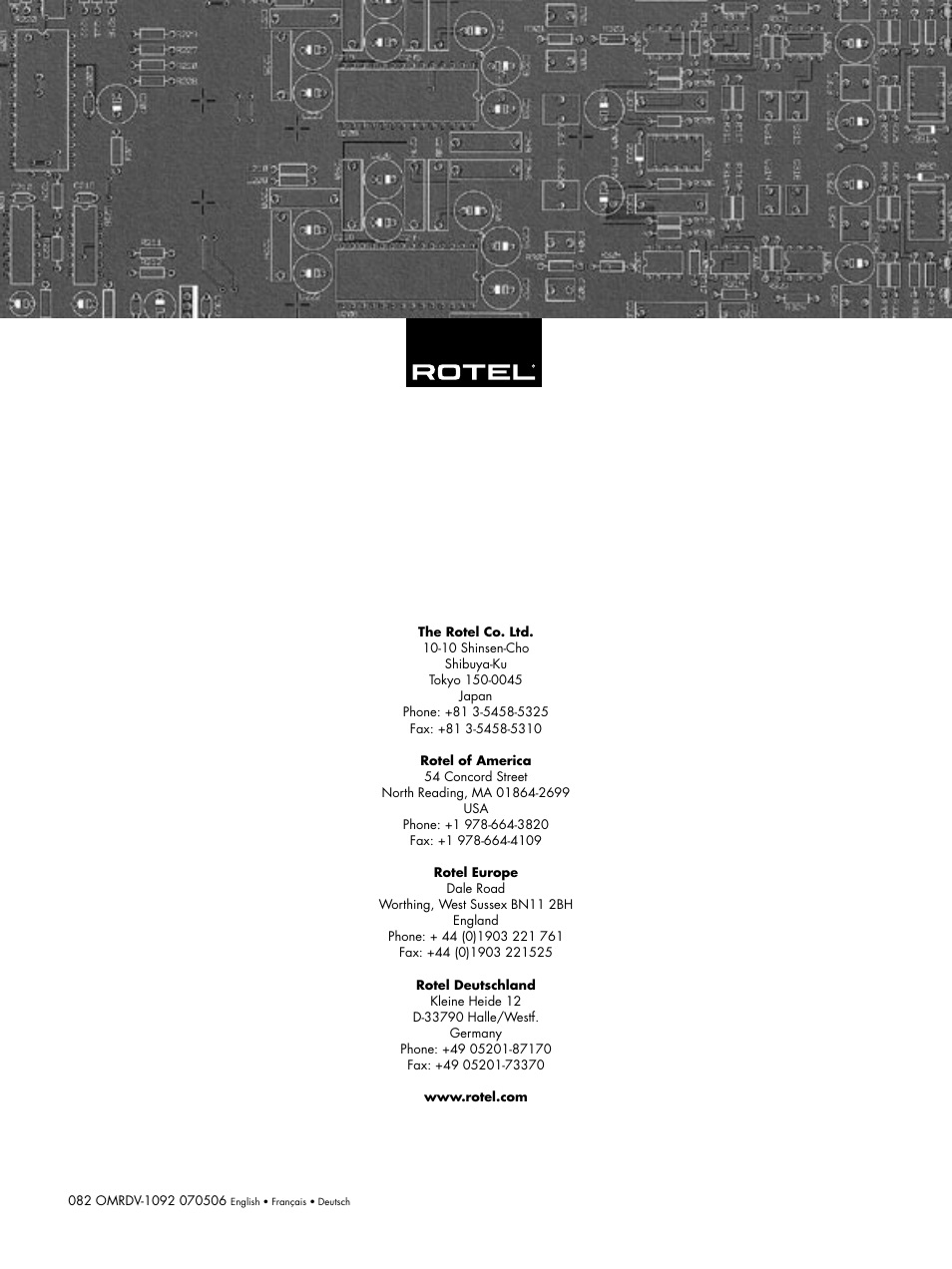 ROTEL RDV-1092 User Manual | Page 83 / 83