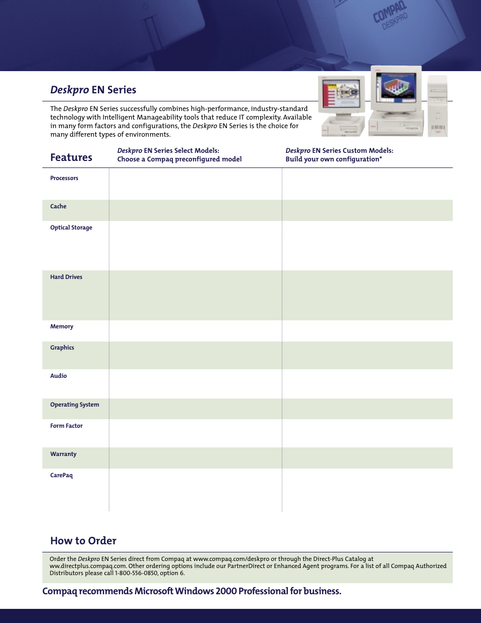 Features, Deskpro en series, How to order | Compaq EX Series User Manual | Page 5 / 8