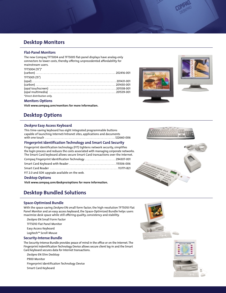 Desktop monitors desktop bundled solutions, Desktop options | Compaq EX Series User Manual | Page 7 / 8