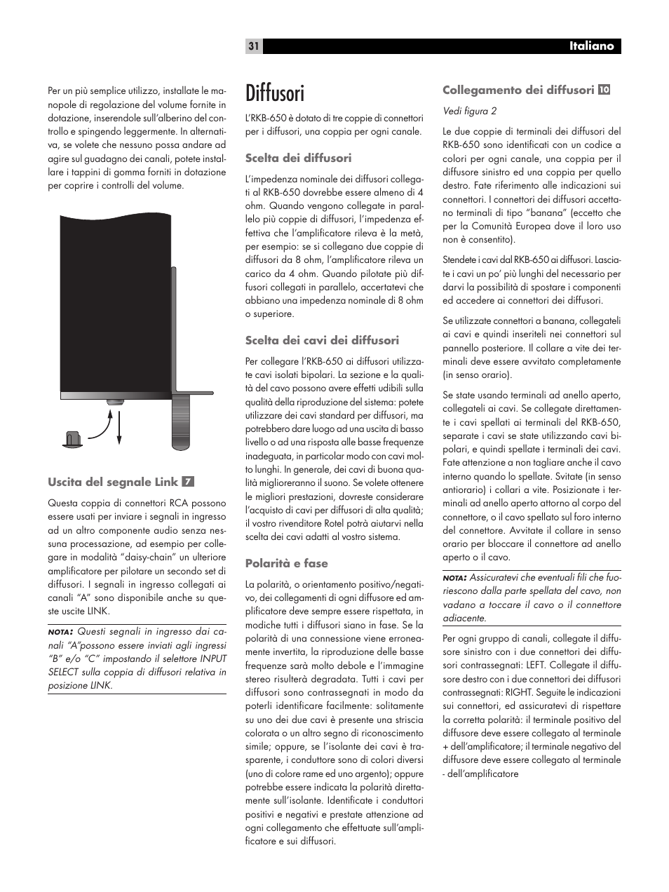 Diffusori | ROTEL RKB-650 User Manual | Page 31 / 56