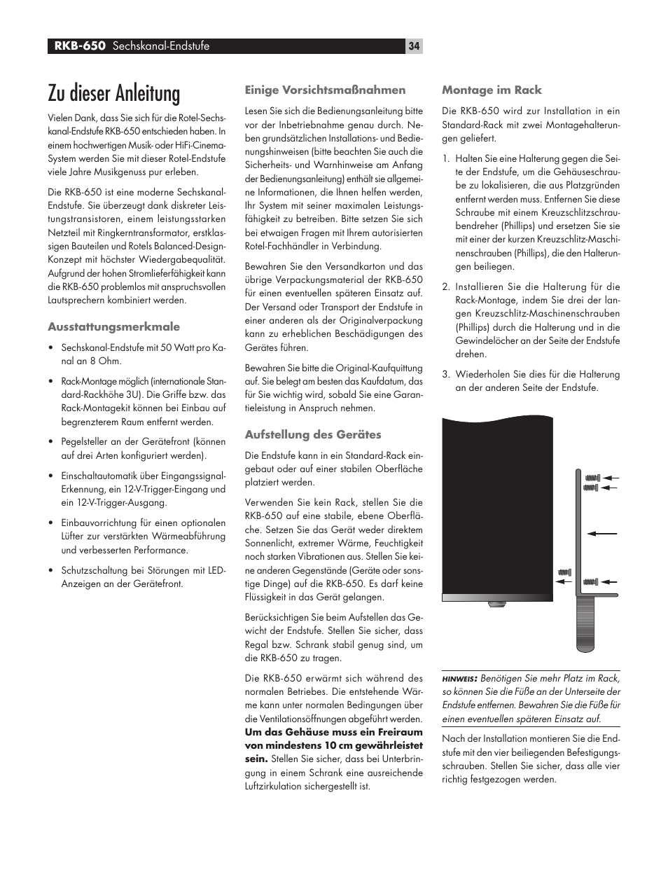 Zu dieser anleitung | ROTEL RKB-650 User Manual | Page 34 / 56