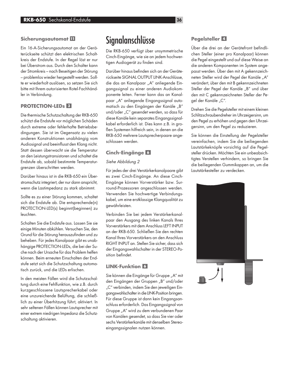 Signalanschlüsse | ROTEL RKB-650 User Manual | Page 36 / 56