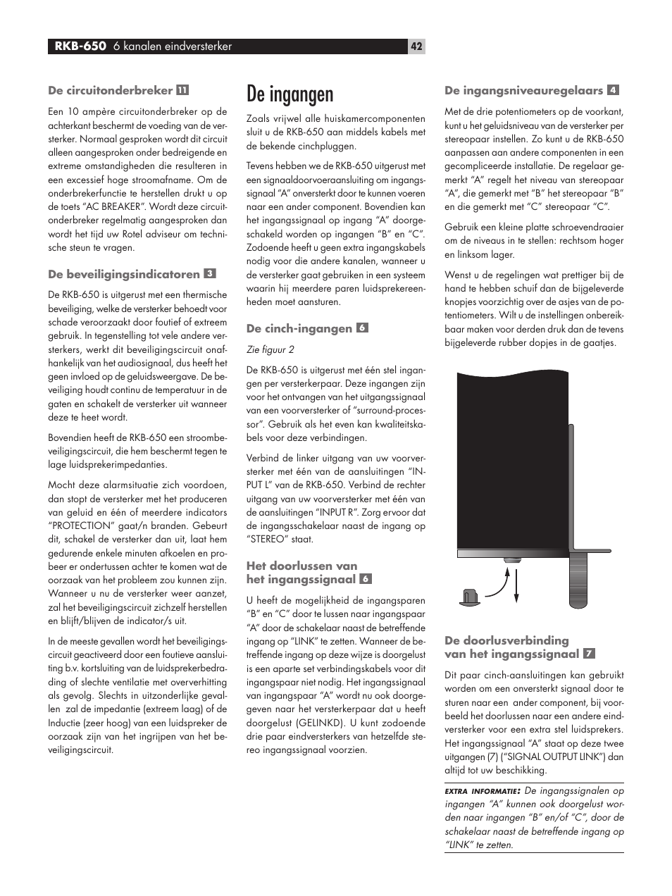 De ingangen | ROTEL RKB-650 User Manual | Page 42 / 56