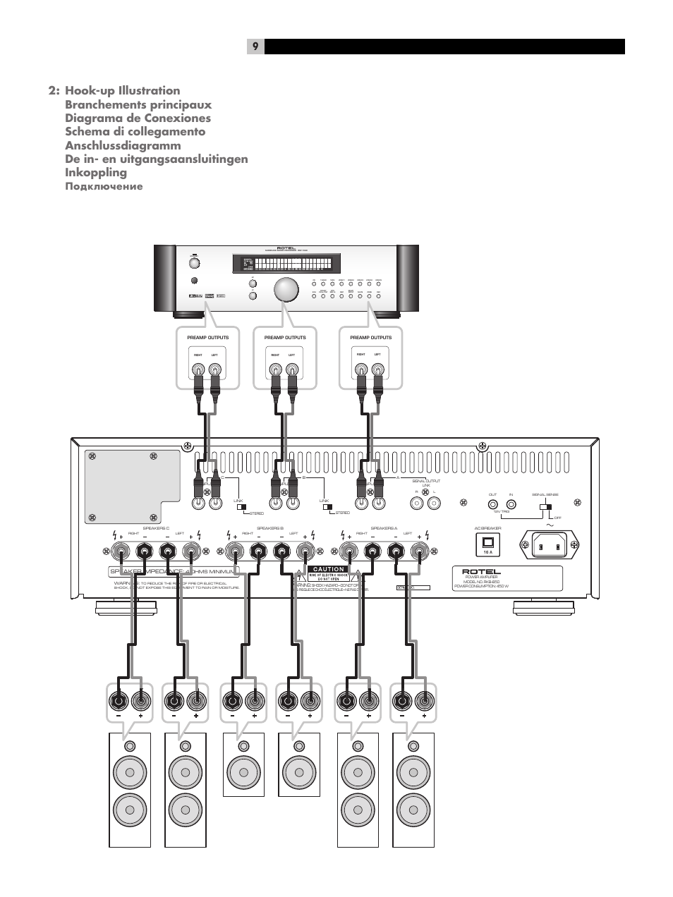 English, Speaker impedance | ROTEL RKB-650 User Manual | Page 9 / 56