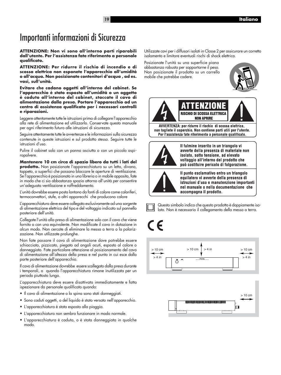 Importanti informazioni di sicurezza | ROTEL RMB-1077 User Manual | Page 19 / 44