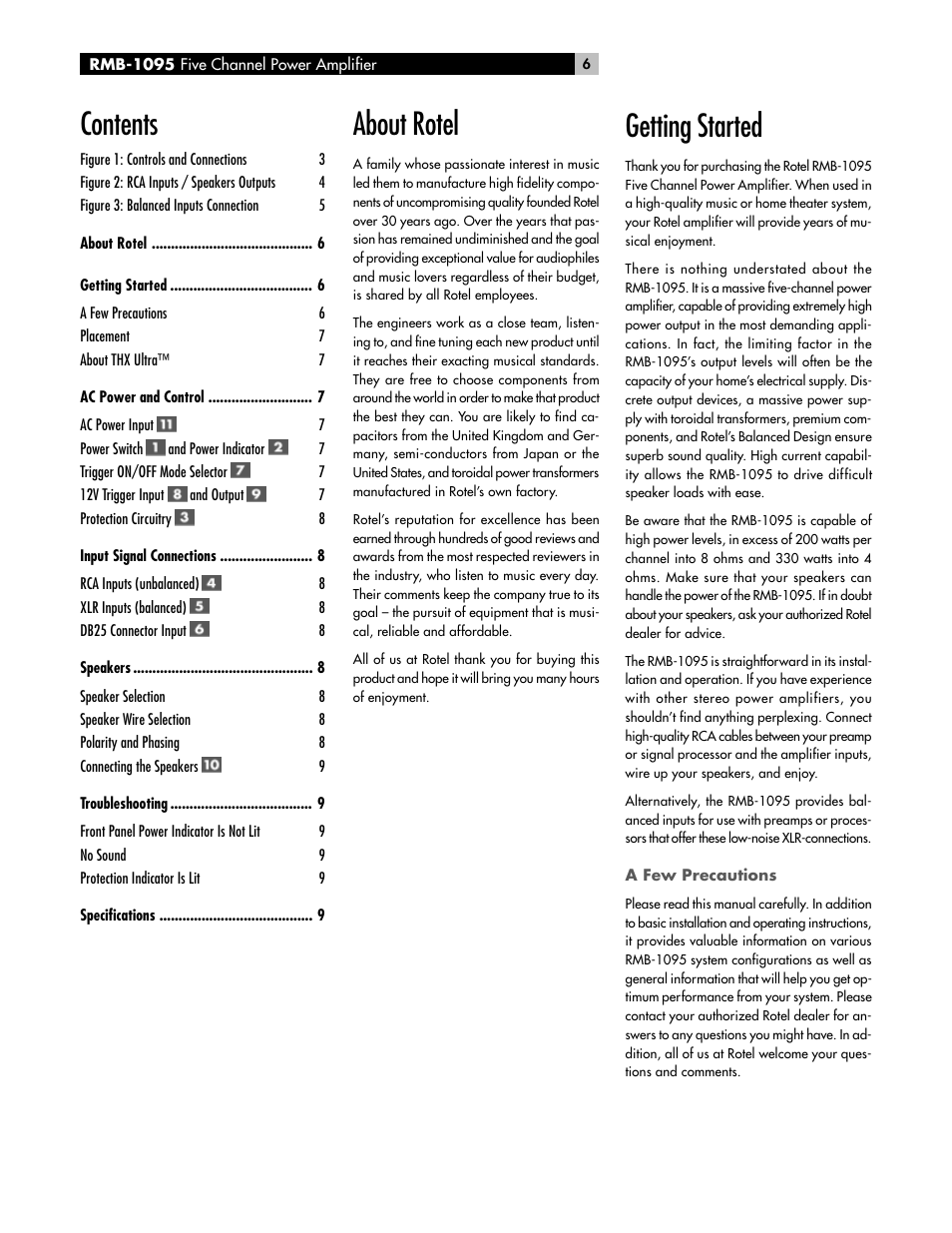 ROTEL RMB-1095 User Manual | Page 6 / 34