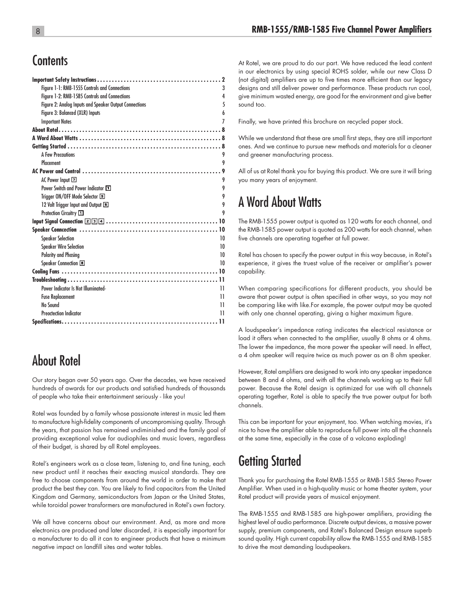 ROTEL RMB-1555 User Manual | Page 8 / 51