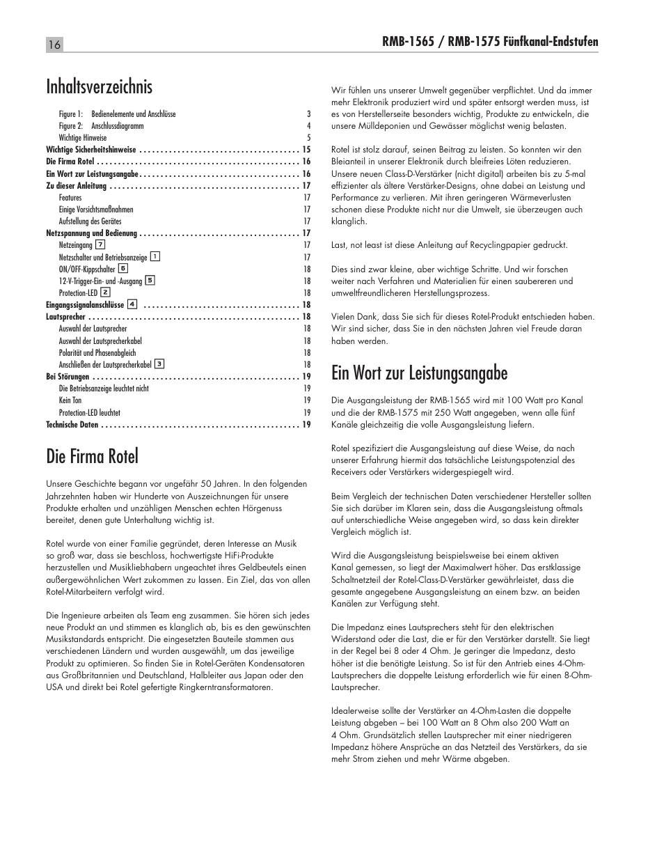 ROTEL RMB-1565 User Manual | Page 16 / 46