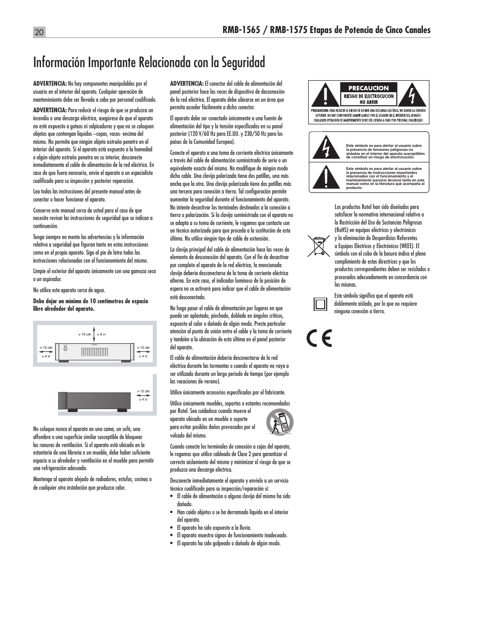 ROTEL RMB-1565 User Manual | Page 20 / 46