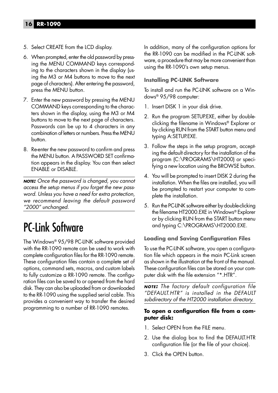 Pc-link software | ROTEL RR1090 User Manual | Page 16 / 96