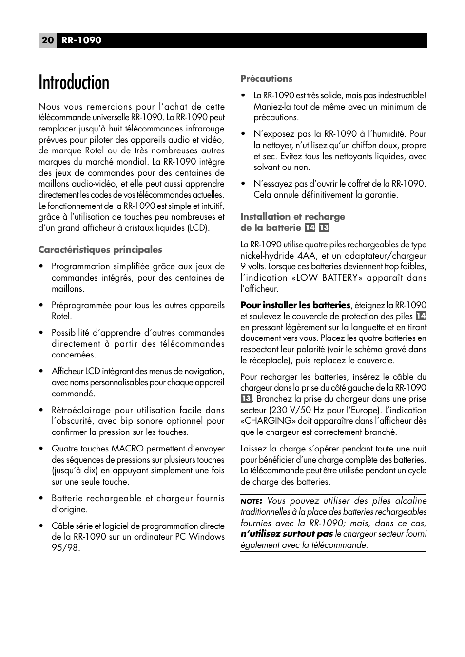 Introduction | ROTEL RR1090 User Manual | Page 20 / 96