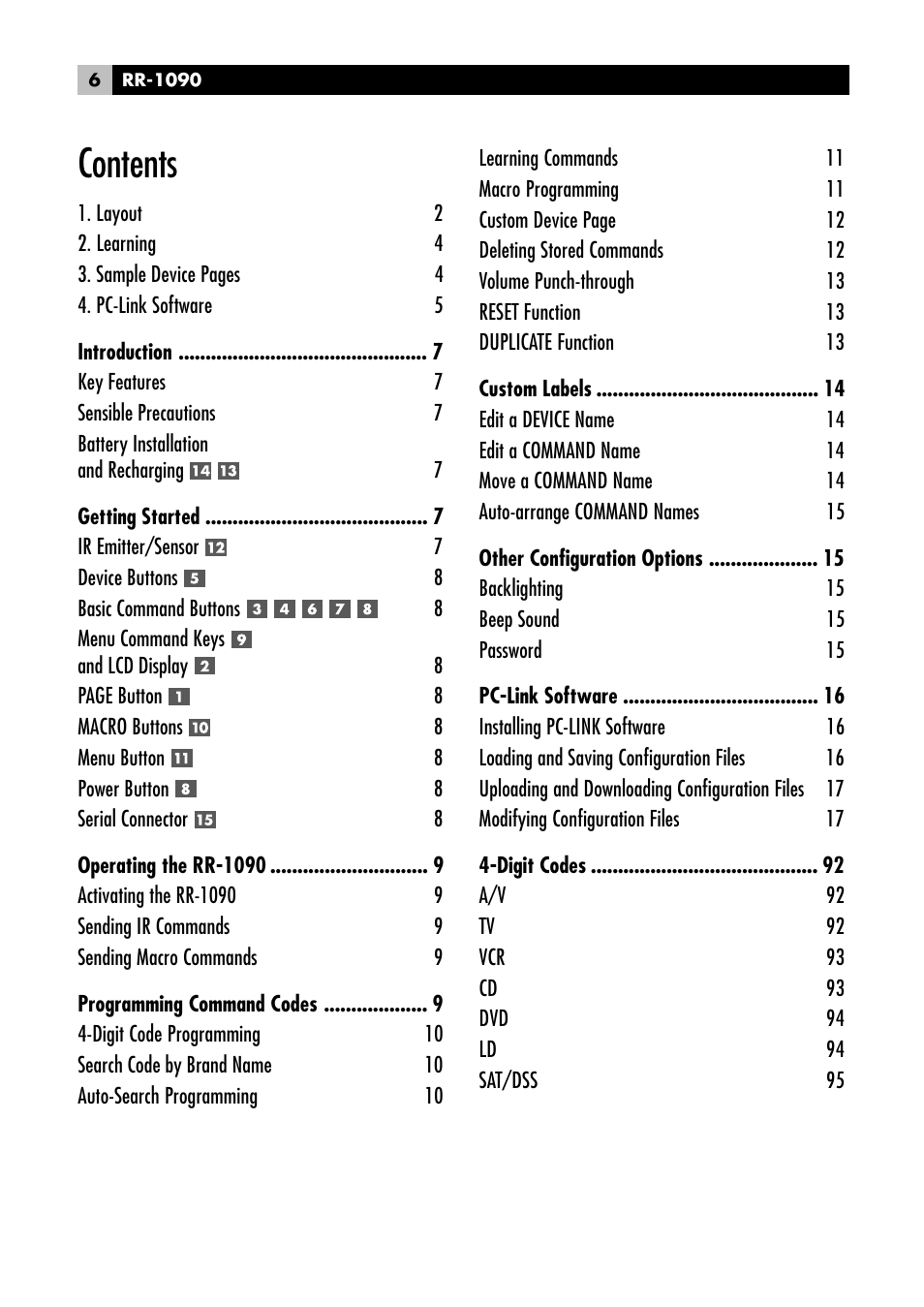 ROTEL RR1090 User Manual | Page 6 / 96