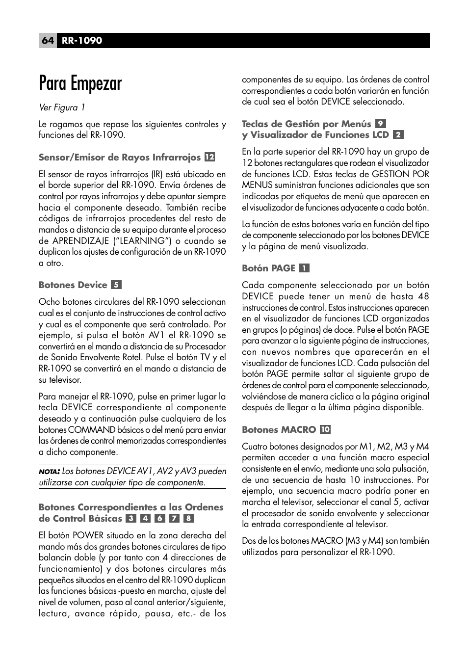 Para empezar | ROTEL RR1090 User Manual | Page 64 / 96