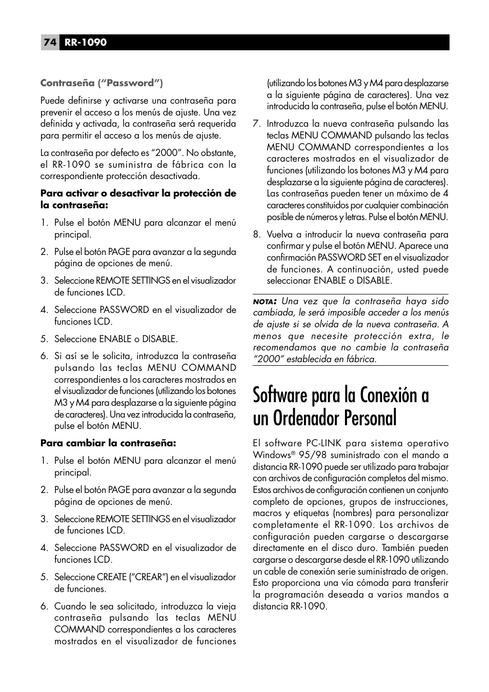 Software para la conexión a un ordenador personal | ROTEL RR1090 User Manual | Page 74 / 96