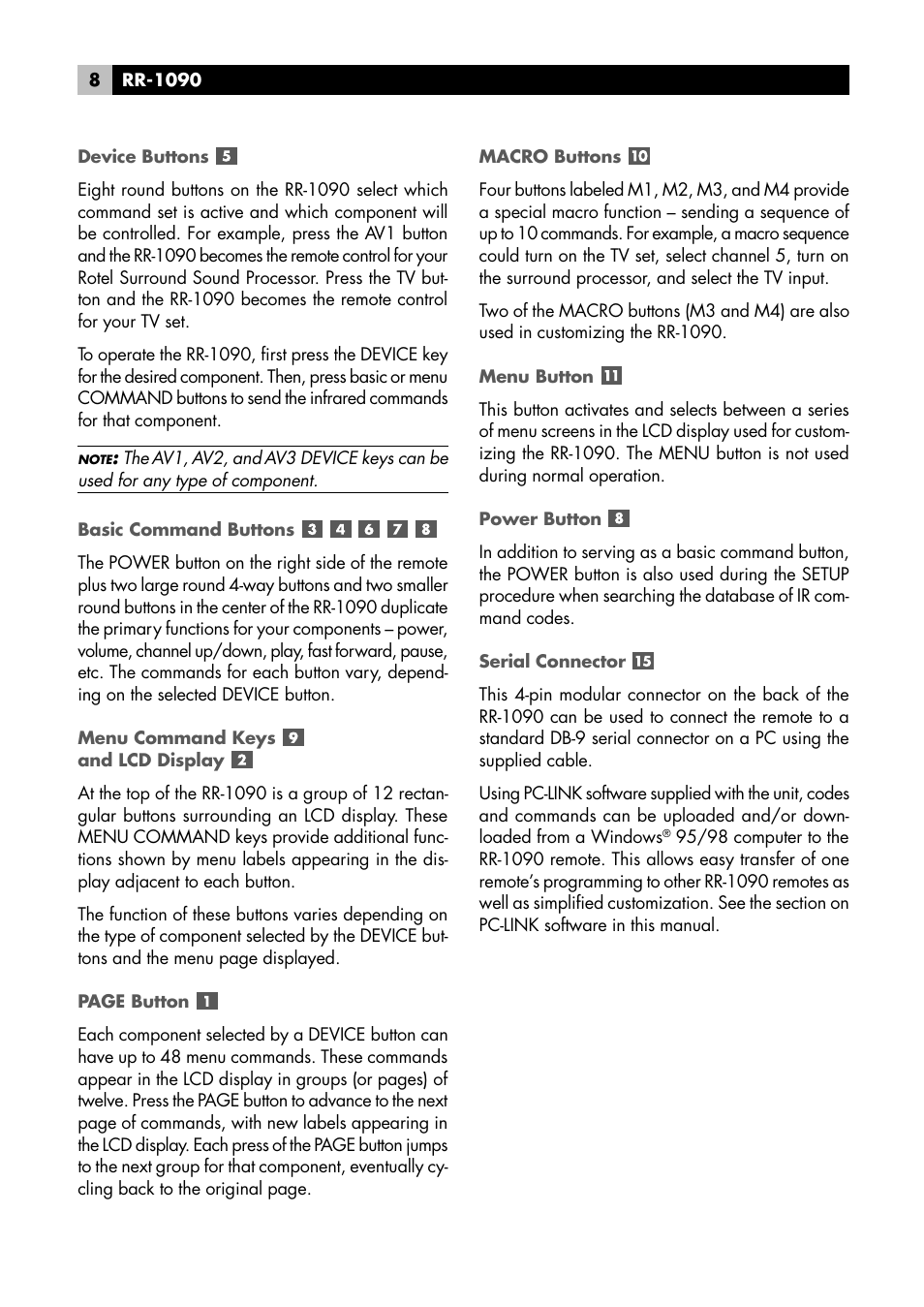 ROTEL RR1090 User Manual | Page 8 / 96