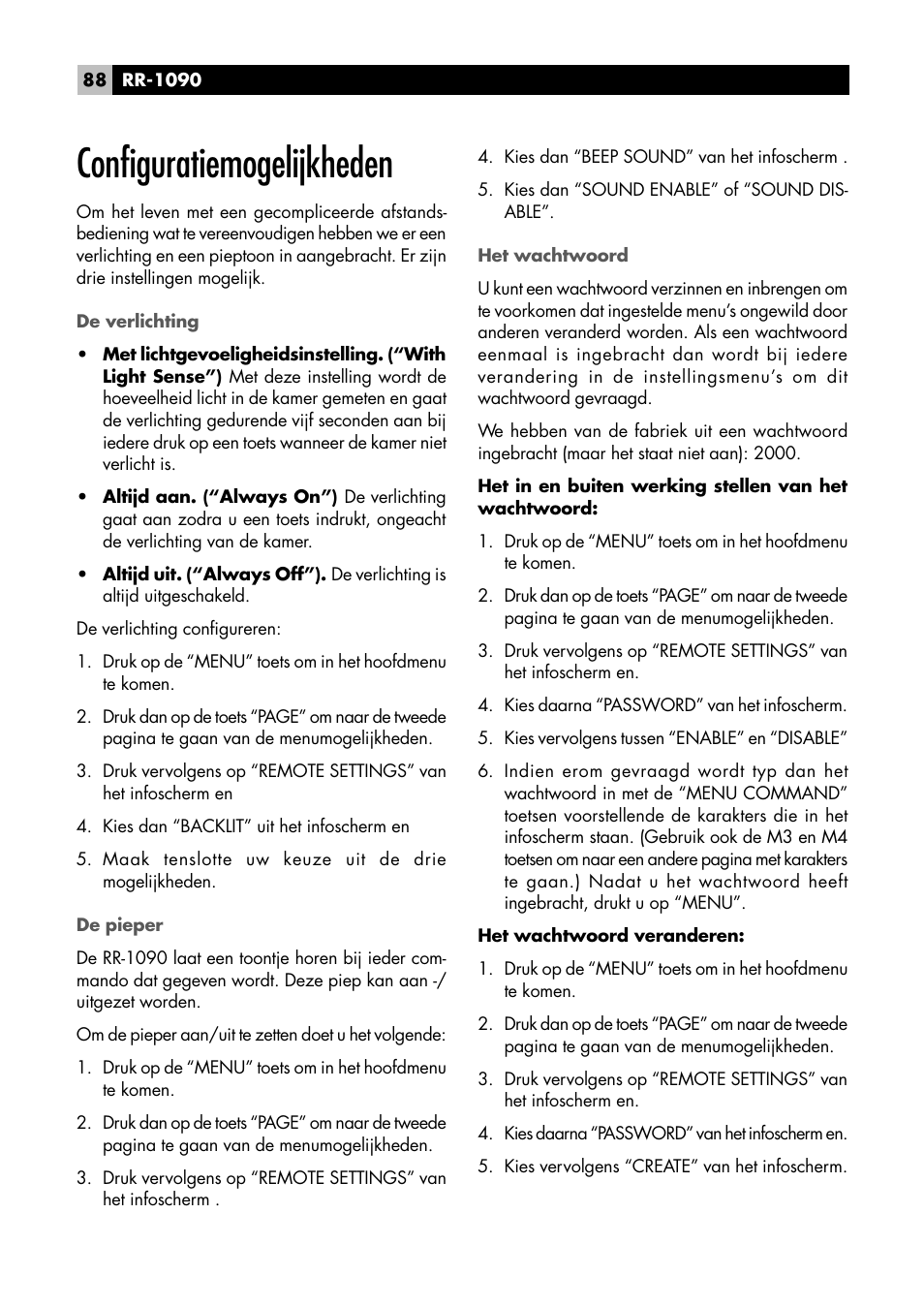 Configuratiemogelijkheden | ROTEL RR1090 User Manual | Page 88 / 96