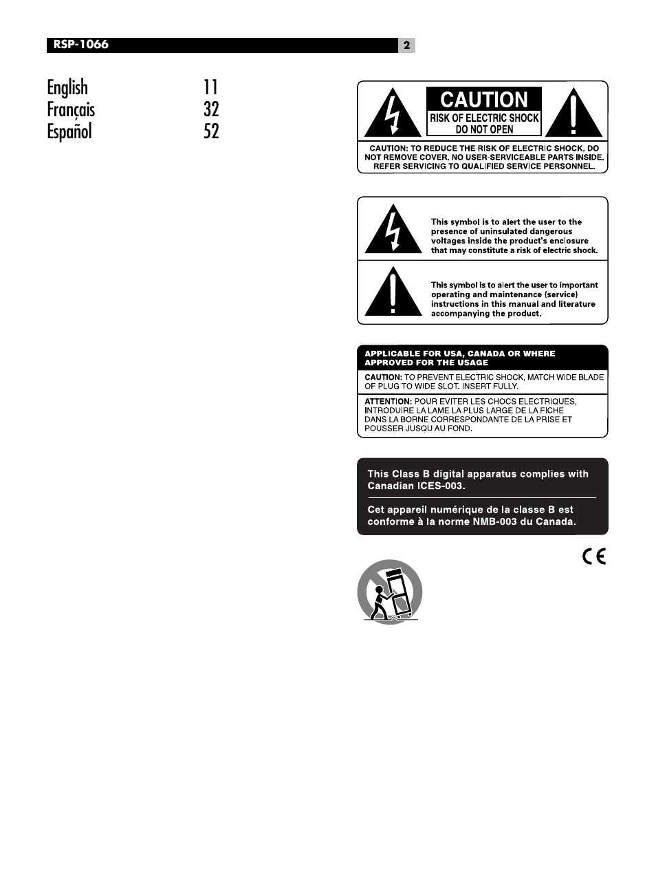 ROTEL RSP1066 User Manual | Page 2 / 76