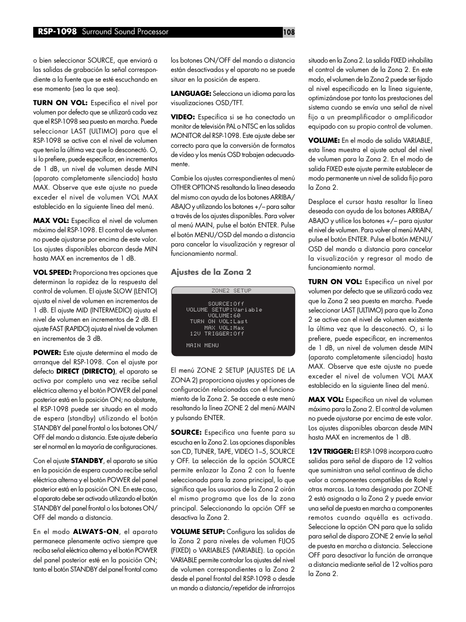 ROTEL RSP-1098 User Manual | Page 108 / 112