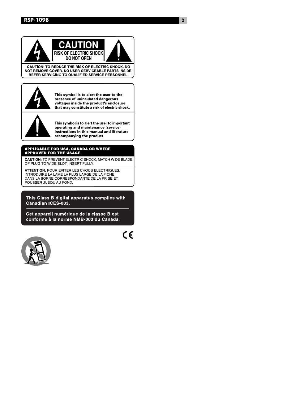 ROTEL RSP-1098 User Manual | Page 2 / 112