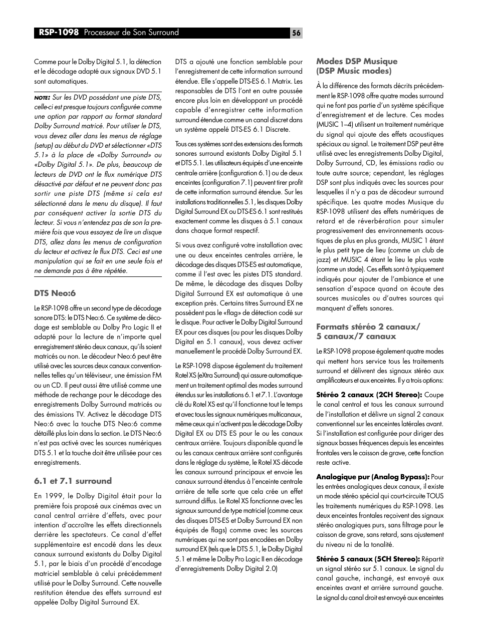 ROTEL RSP-1098 User Manual | Page 56 / 112