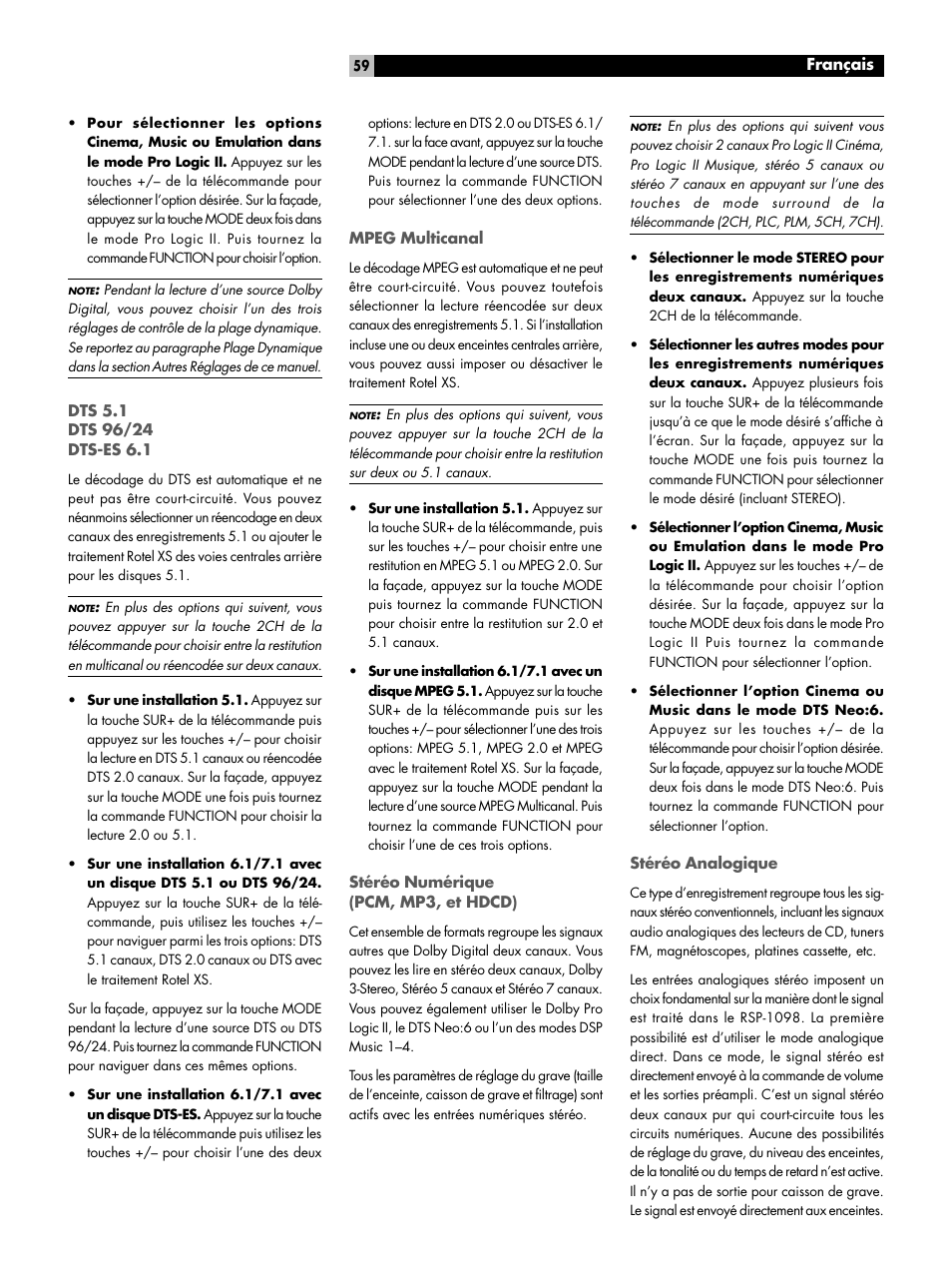 ROTEL RSP-1098 User Manual | Page 59 / 112