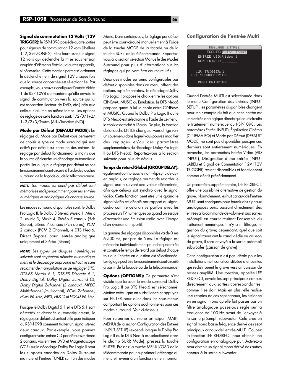 ROTEL RSP-1098 User Manual | Page 66 / 112