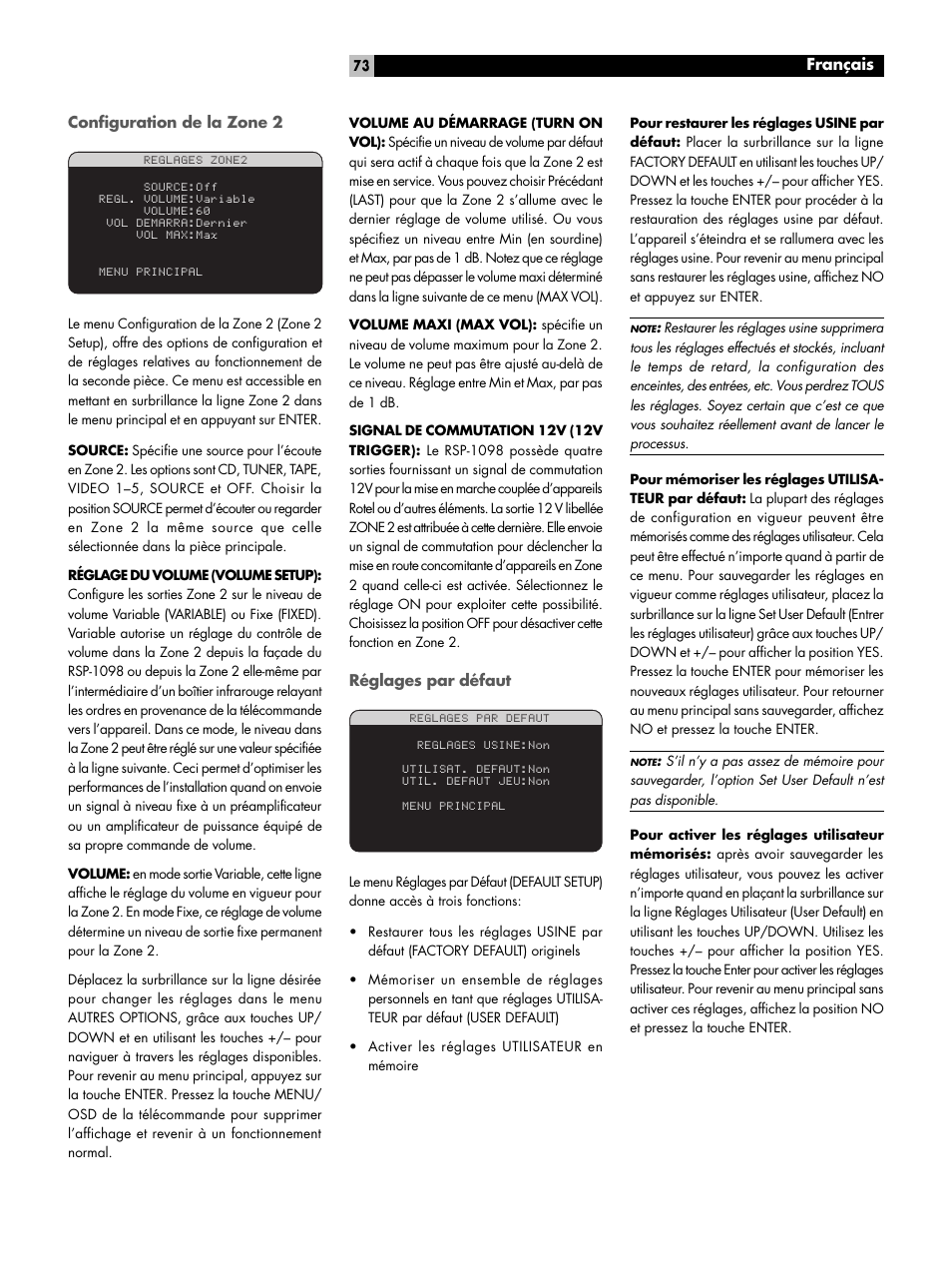 ROTEL RSP-1098 User Manual | Page 73 / 112