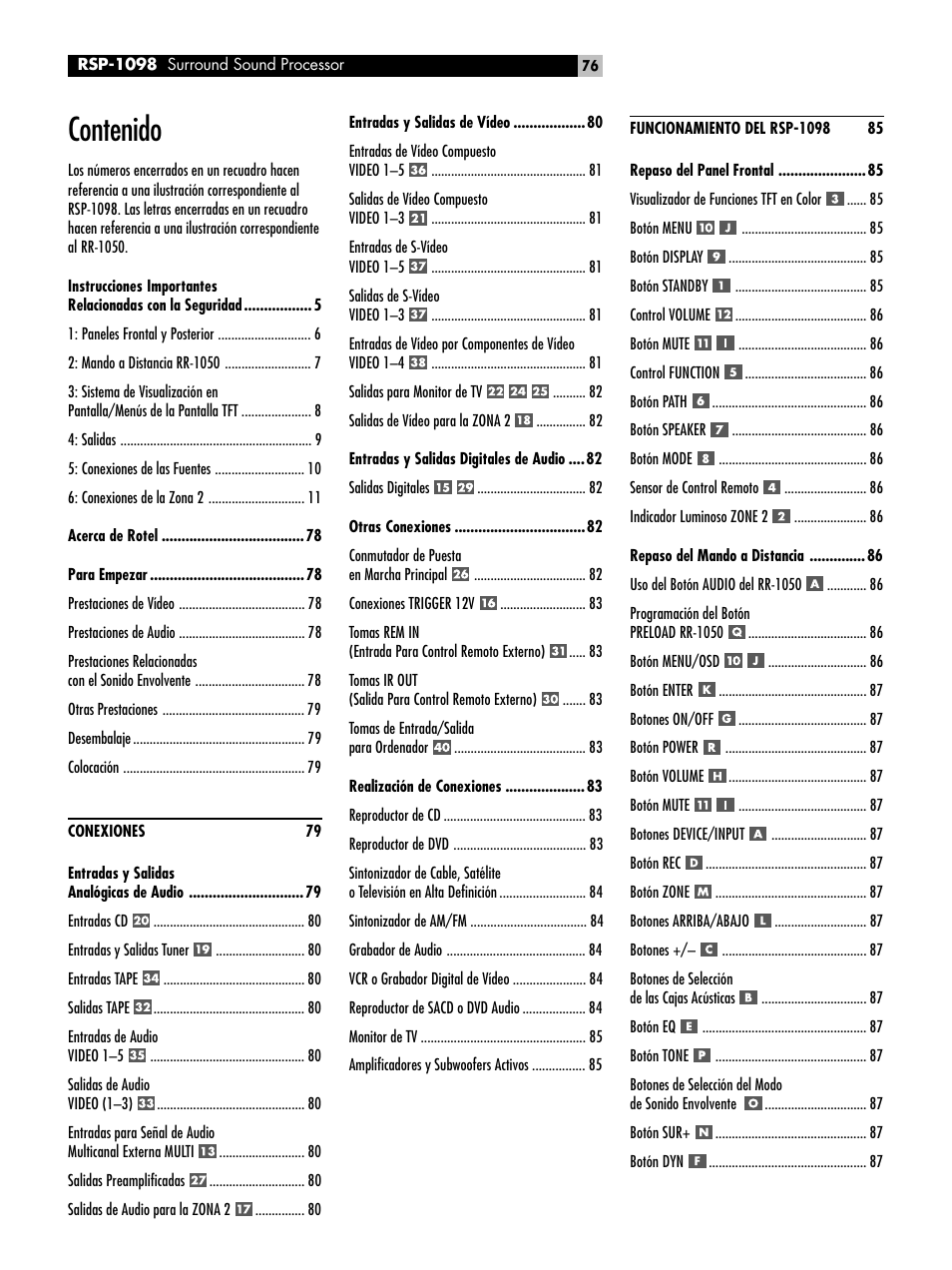 ROTEL RSP-1098 User Manual | Page 76 / 112