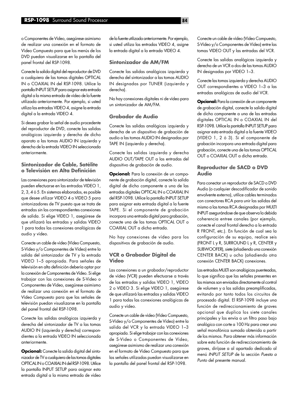 ROTEL RSP-1098 User Manual | Page 84 / 112