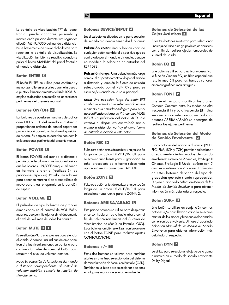 ROTEL RSP-1098 User Manual | Page 87 / 112