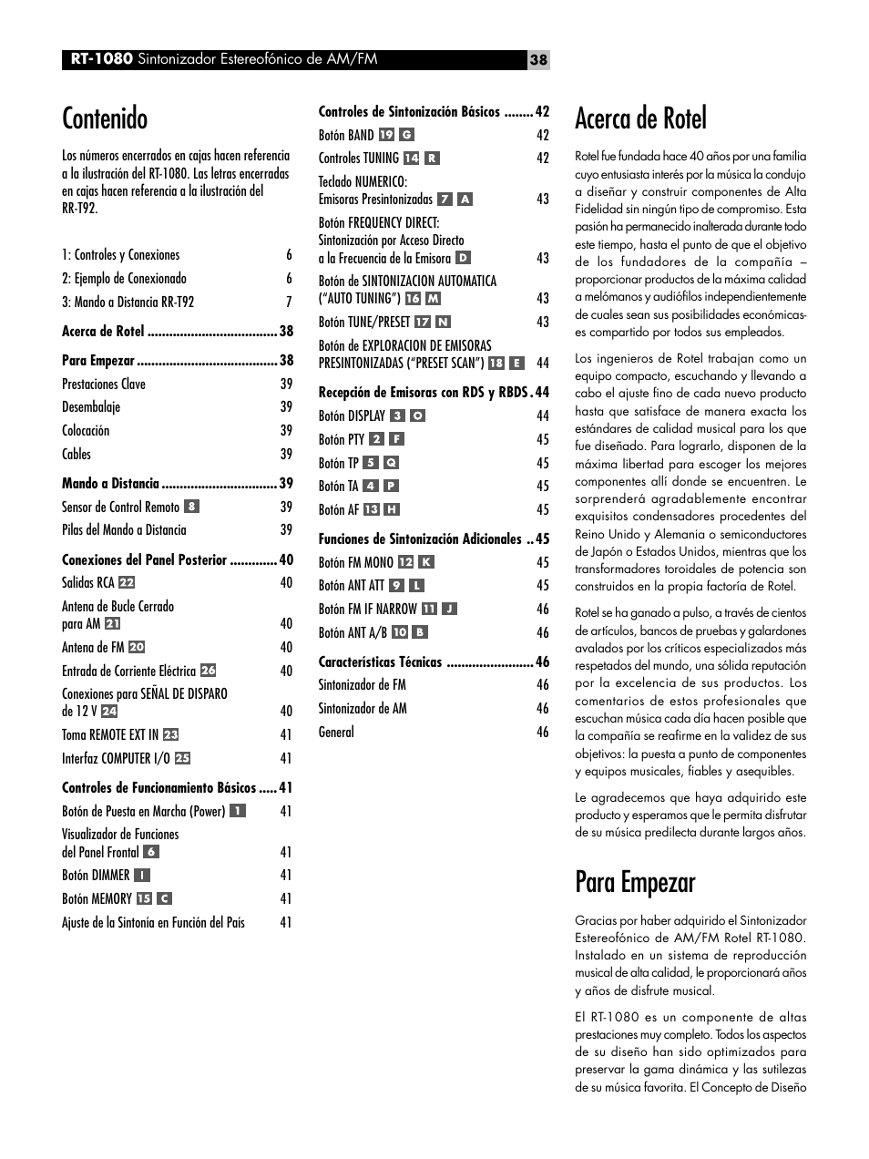 ROTEL RT1080 User Manual | Page 38 / 56