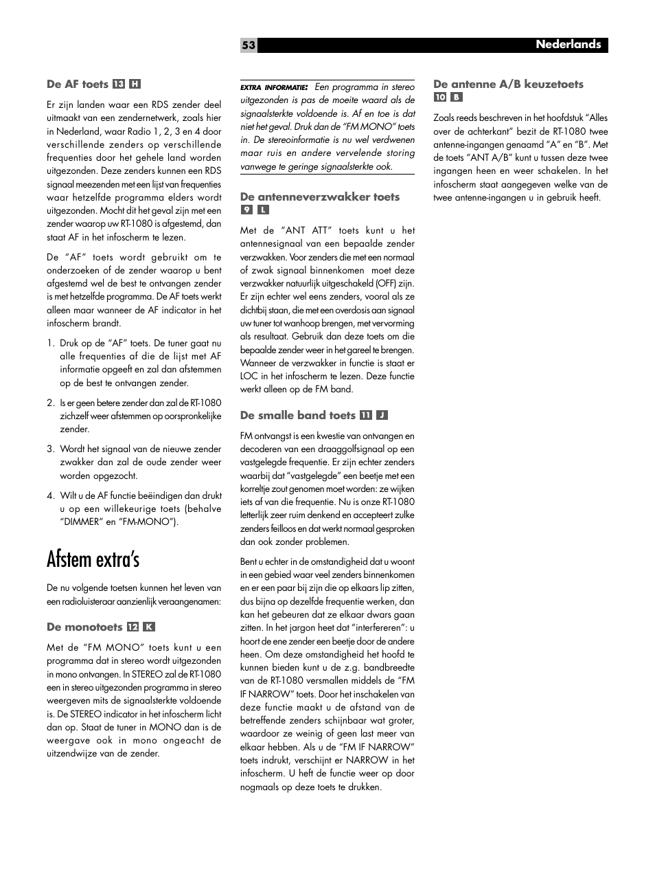 Afstem extra’s | ROTEL RT1080 User Manual | Page 53 / 56