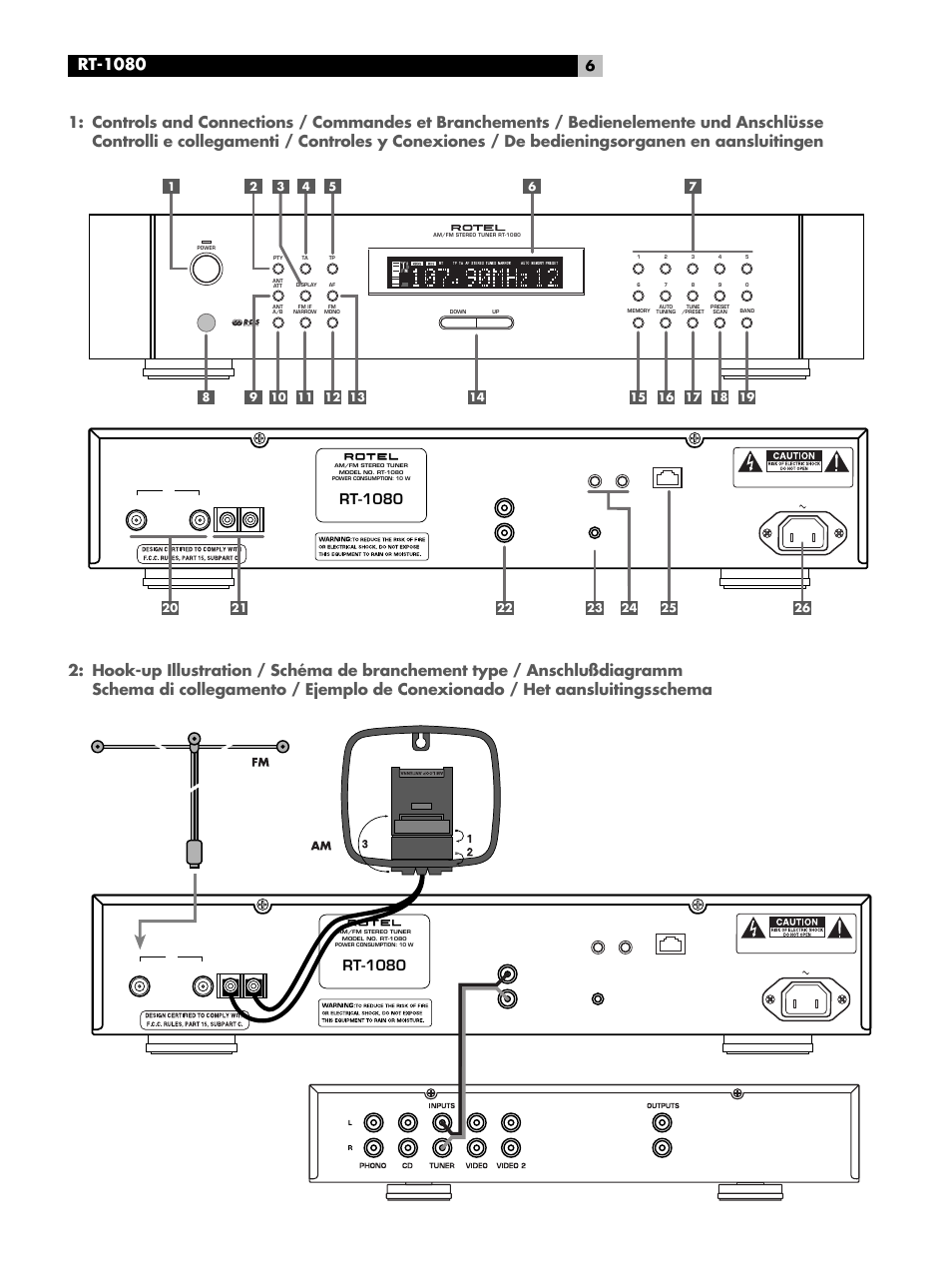 English, Rt-1080 | ROTEL RT1080 User Manual | Page 6 / 56