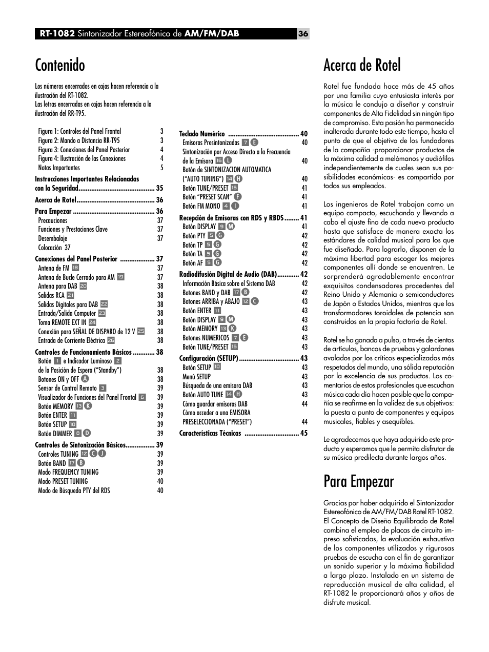 ROTEL RT-1082 User Manual | Page 36 / 86
